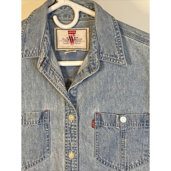 Levi’s USA Vintage Jeans For Women Denim Shirt Medium Long Sleeve Blue Button Up - Picture 2 of 6